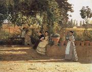 Silvestro lega In the wine bower oil painting